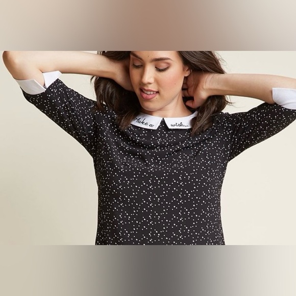 Sugarhill Boutique Make A Wish Mod 60s Tunic Midi Dress w/ Sleeves & Collar UK 8 - Picture 13 of 14